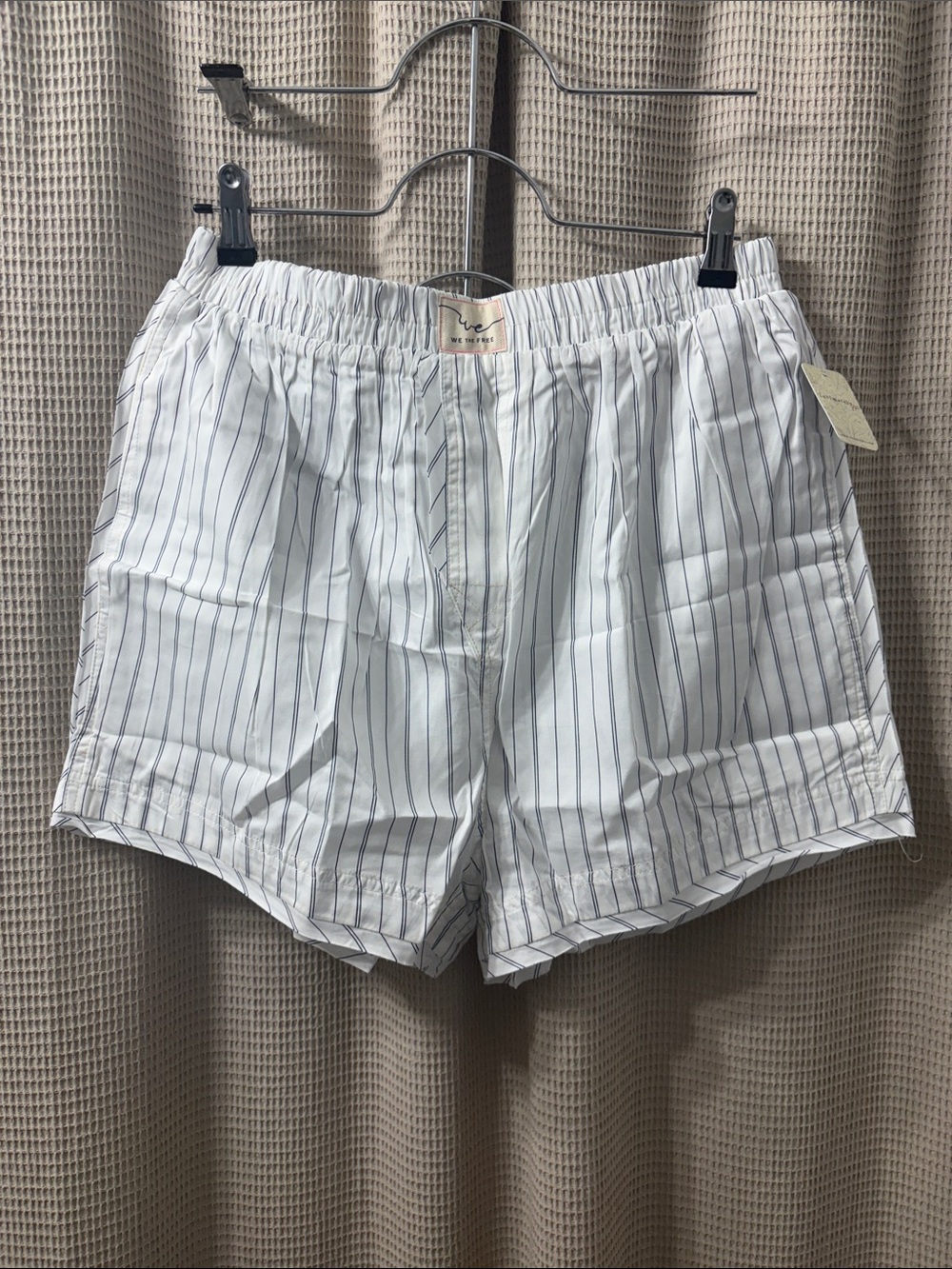 Free People White Pinstripe Drawstring Shorts